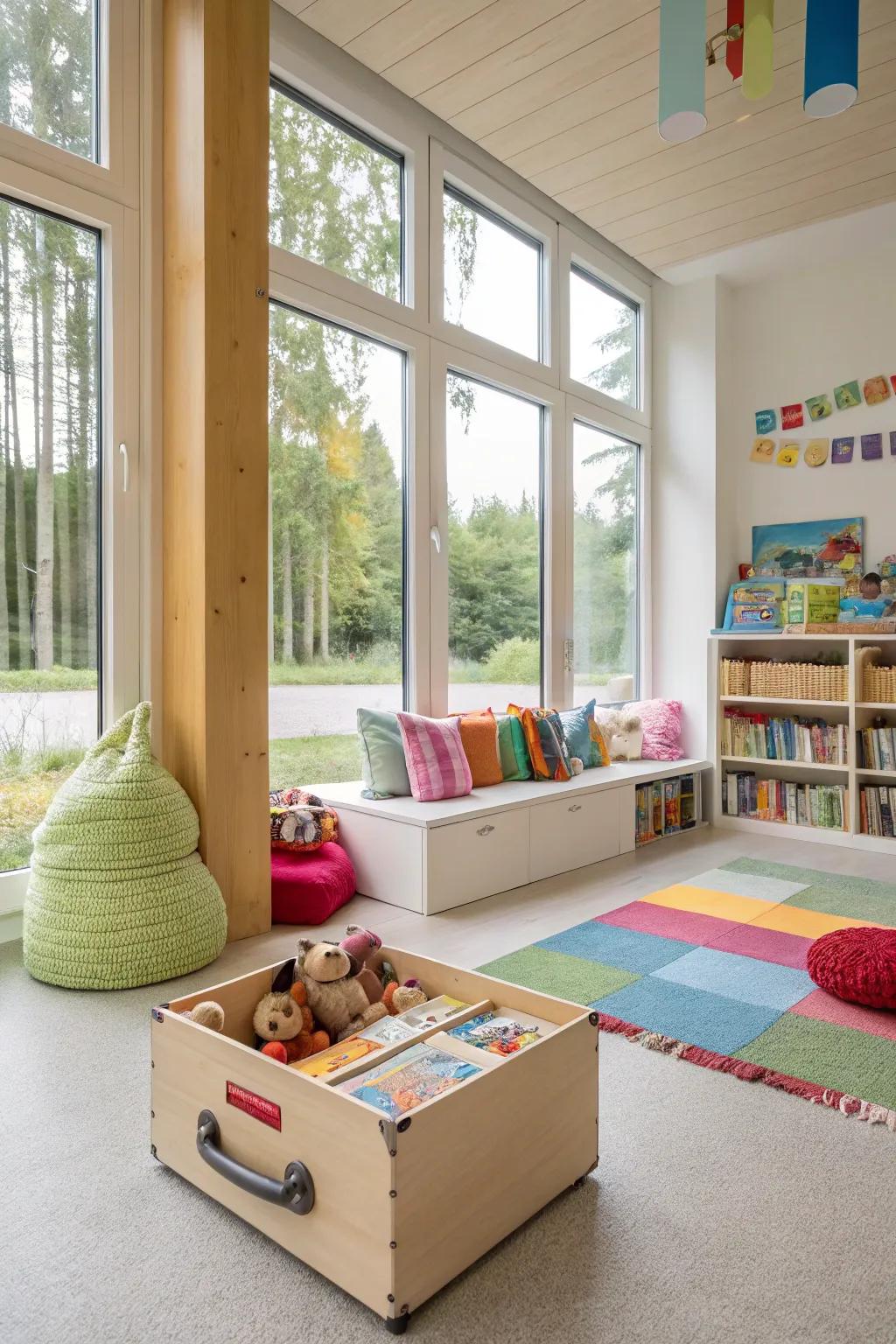 Unobstructed spaces encourage youngsters to move and explore freely.