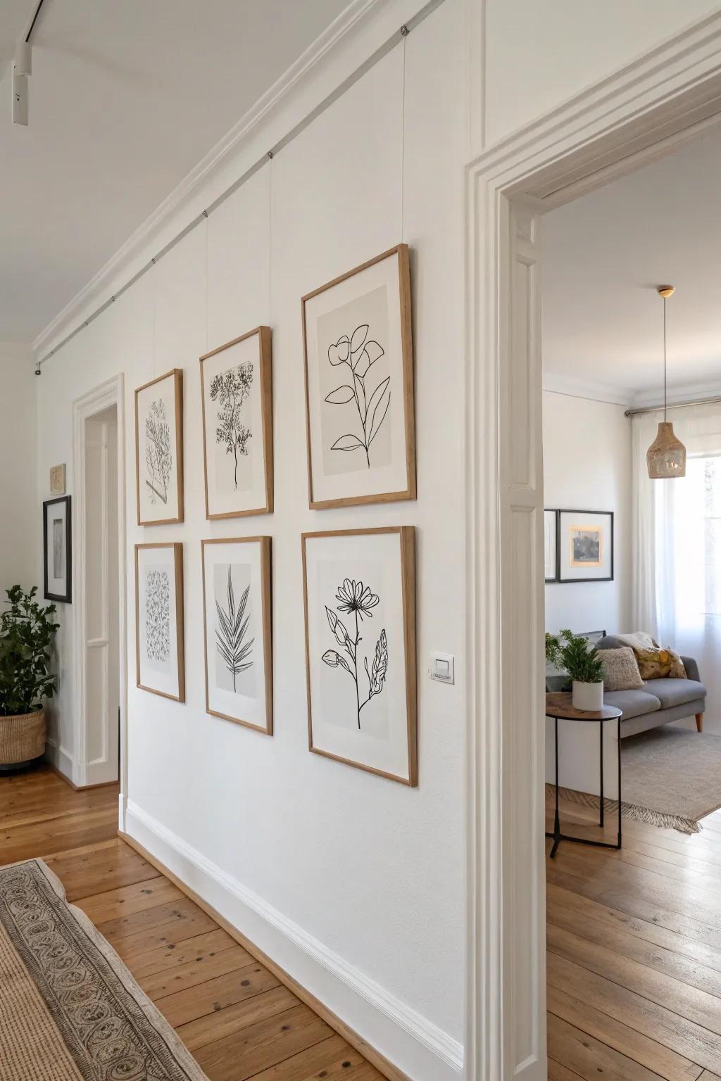 Minimalist art keeps decor uncluttered and elegant.