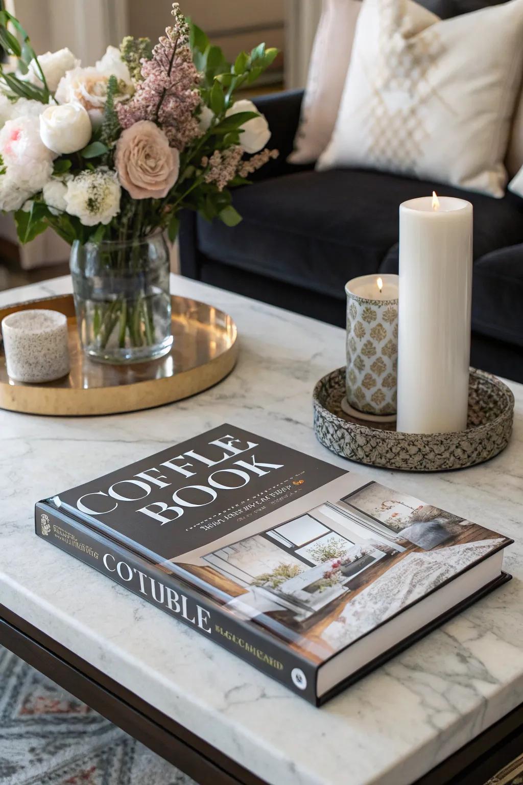 Add style and intrigue with an elegant coffee table book.