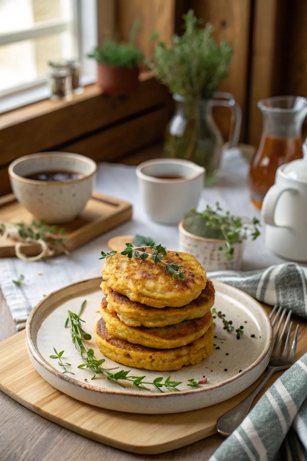 Sweet potato pancakes: A deliciously crispy side offering.