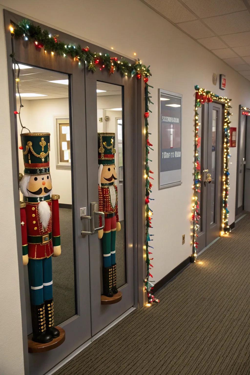 Timeless Toy Soldier decor introduces an elegant holiday accent.