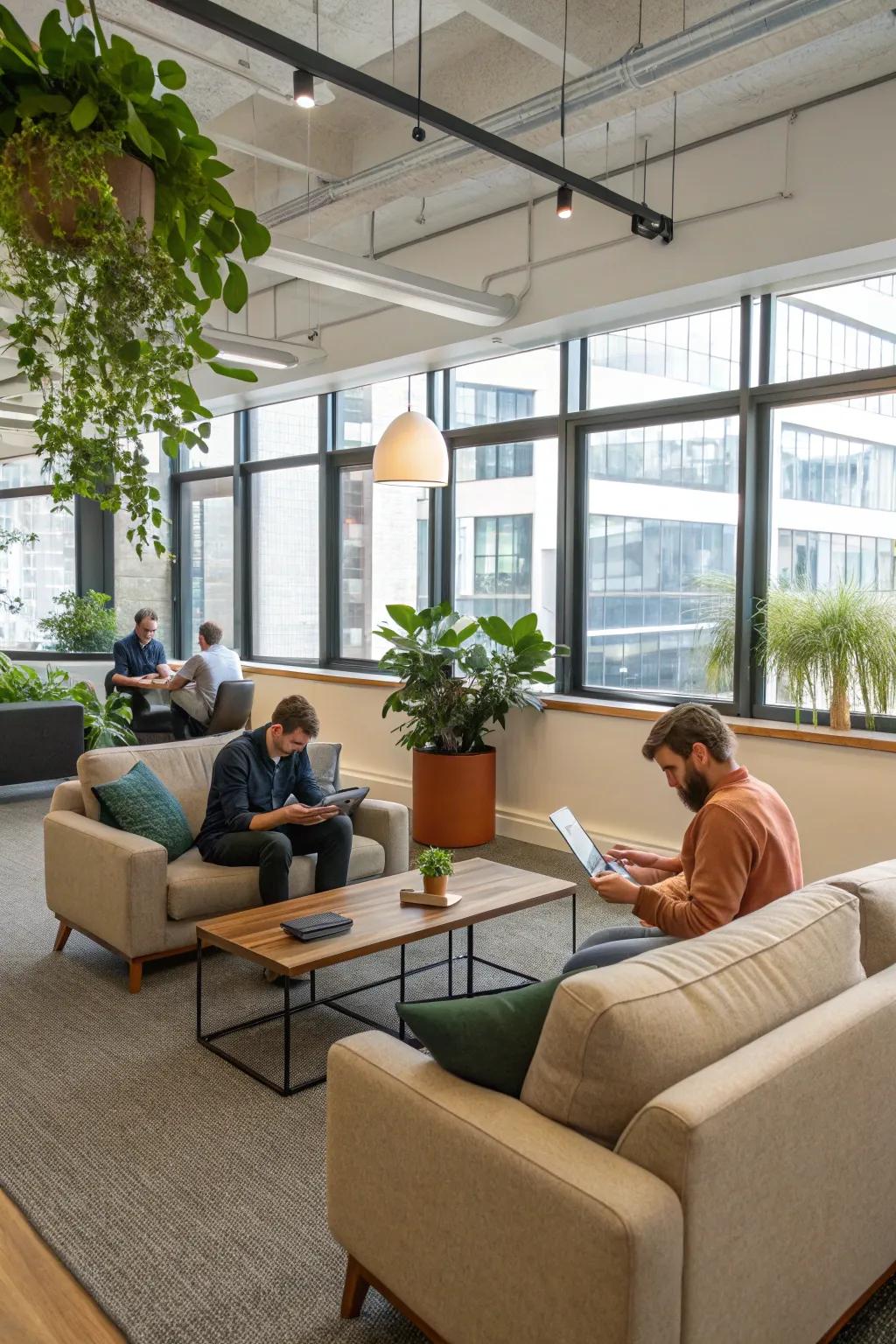 Areas that encourage relaxation and casual encounters.