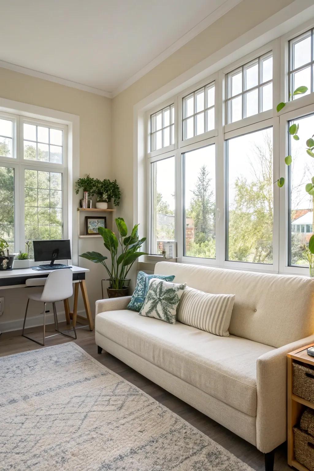 Natural light enhances this home office.