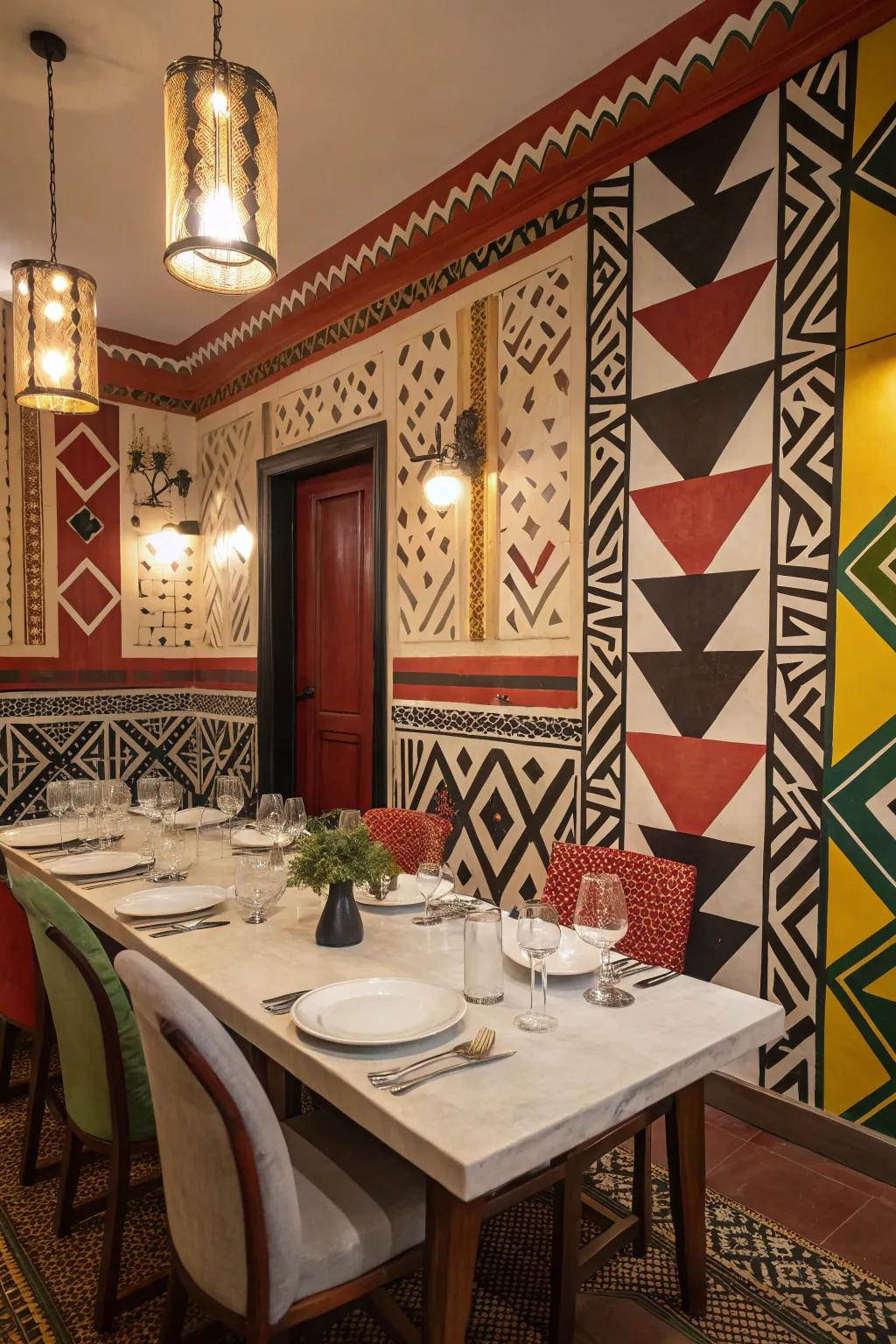 Bold patterns make a unique statement on your dining table.