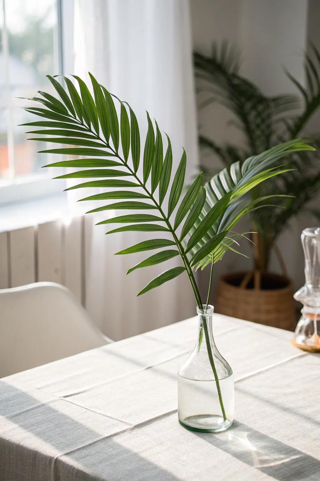 A single palm frond can deliver a potent minimalist statement.