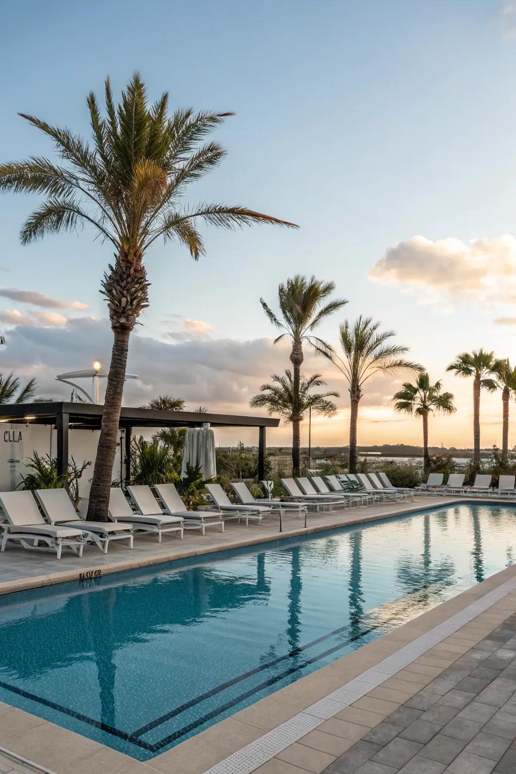 A swimming pool is a refreshing getaway in the desert heat.