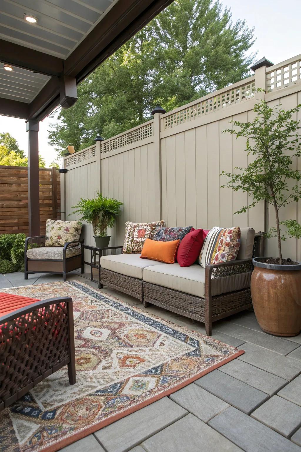 Fill color with decorative pillows and mats.