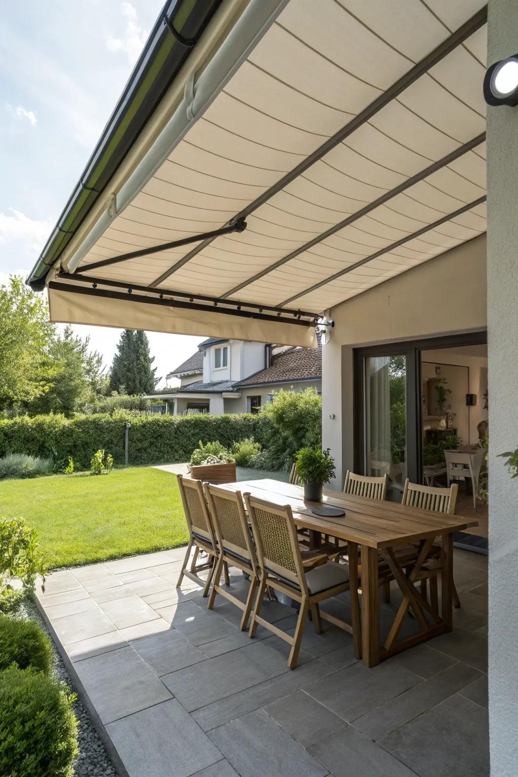 Adjustable canopies offer versatile shade solutions.