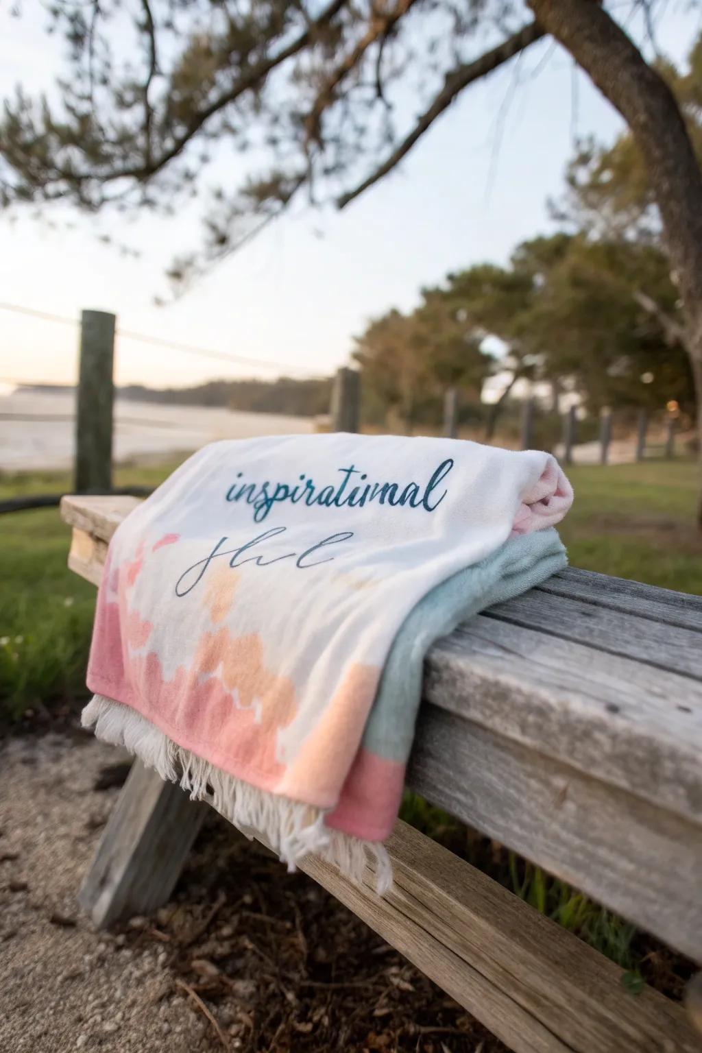 A throw with a beautifully scripted inspirational quote, perfect for adding positivity to your day.