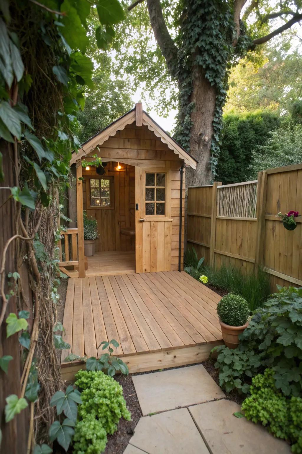 Wood sheeting: Where warmth and welcome meet in the heart of the playhouse.