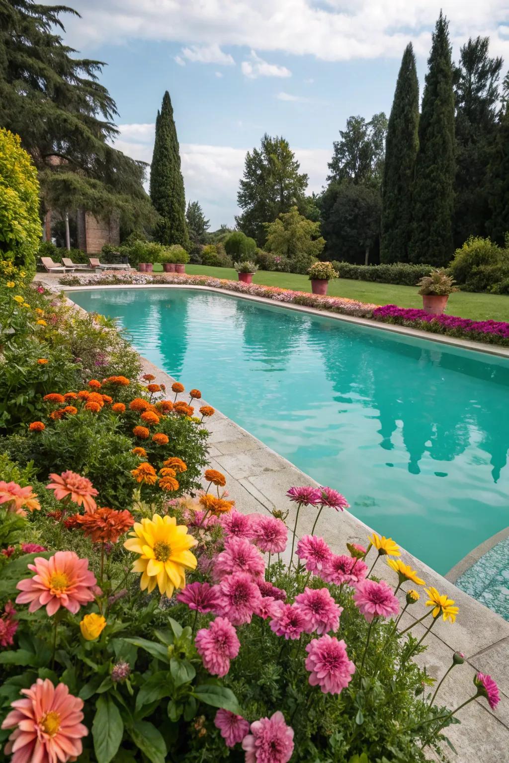 Teal squares add a lively and invigorating splash to any pool.