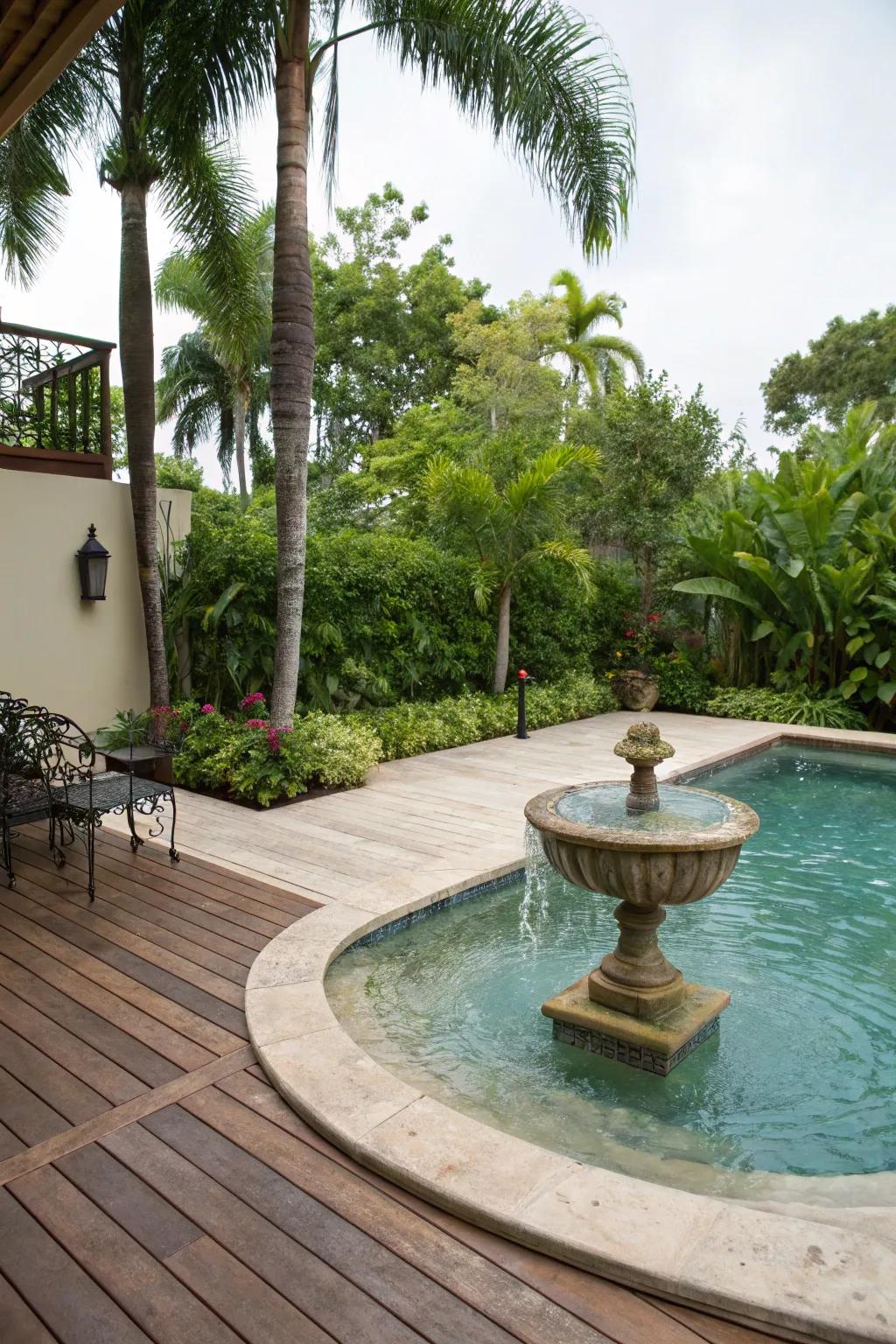 Water features bring a serene and peaceful vibe to your pool area.