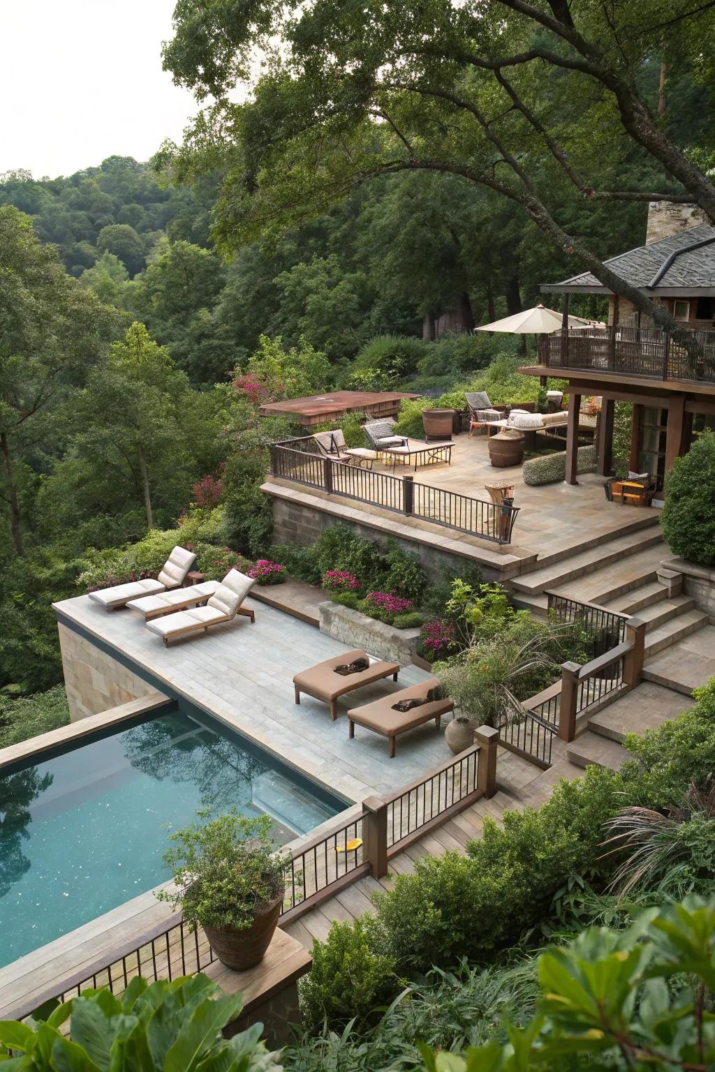 Enhance your pool area with a dynamic multi-level design.
