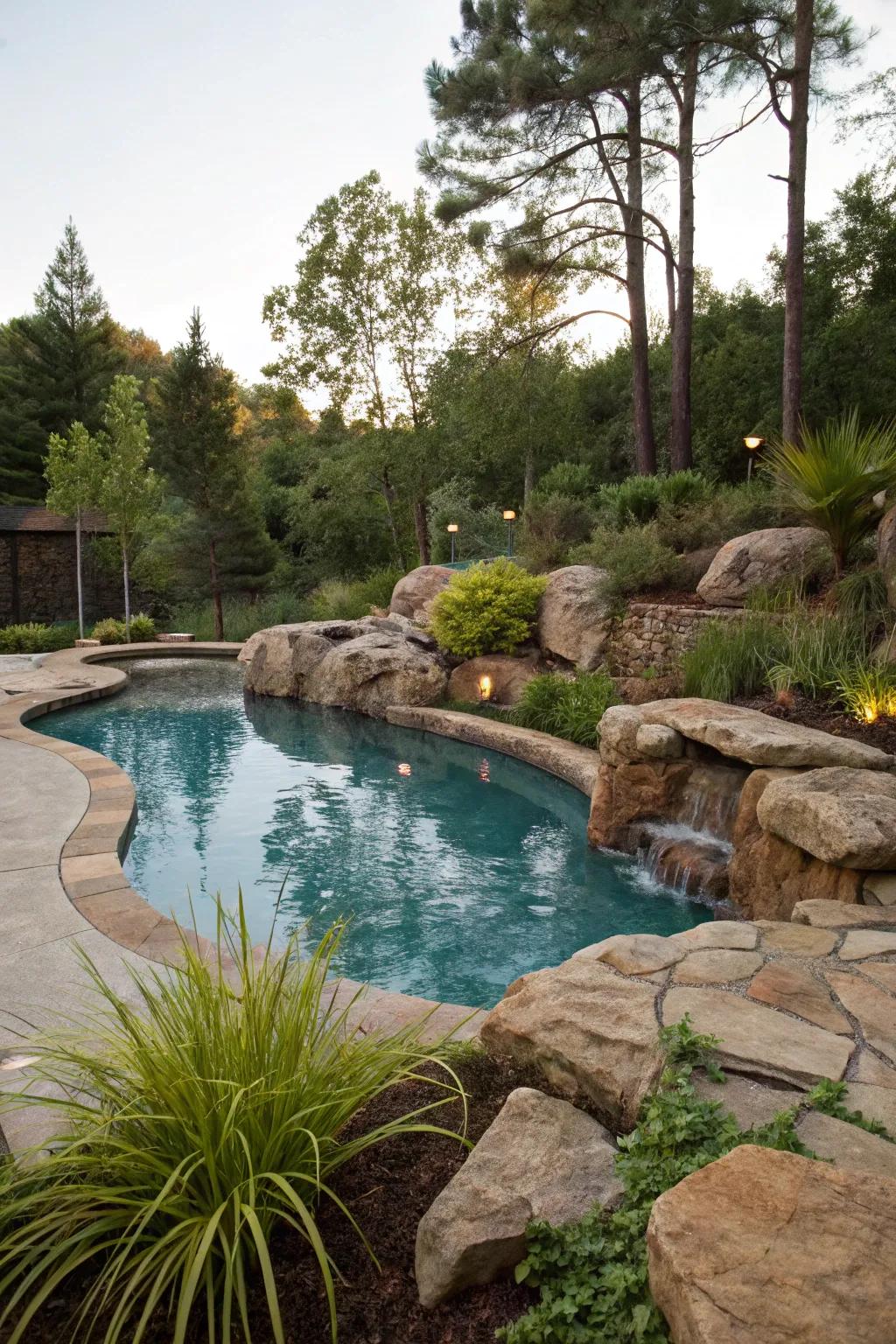 A natural rock pool blending beautifully with its surroundings.