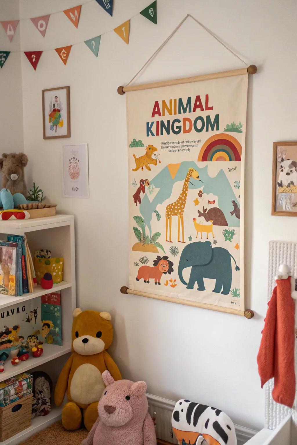 An animal kingdom poster, introducing the wild to a child's personal space.