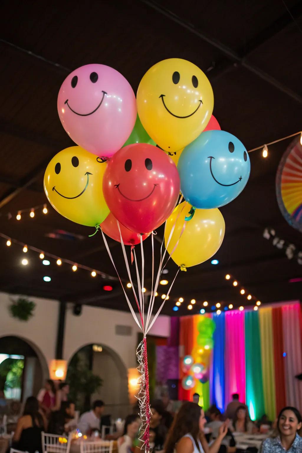 Joyful face balloons bring cheer to your preppy celebration.