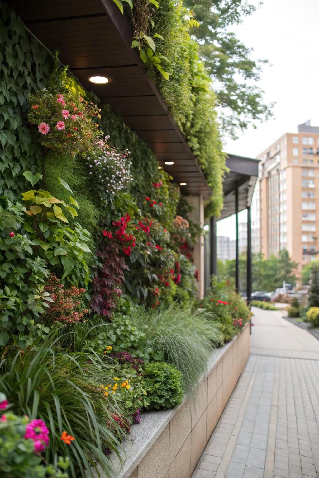 Integrated flora walls bring vitality and privacy to any outdoor location.