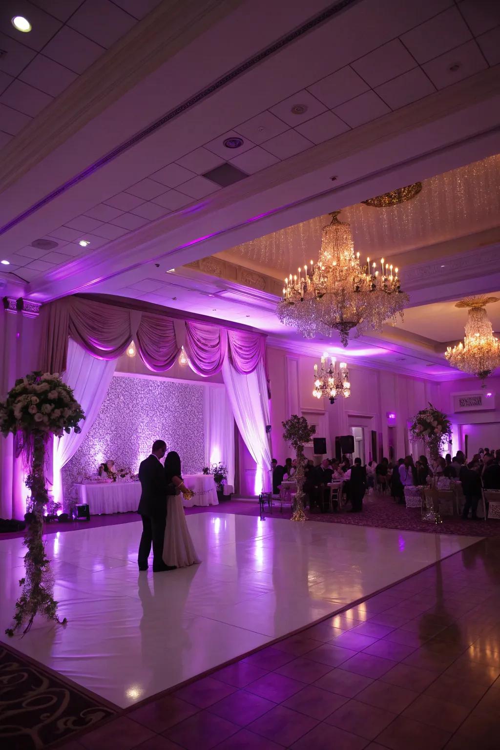 Violet illumination transforms the space into an enchanting magical place.