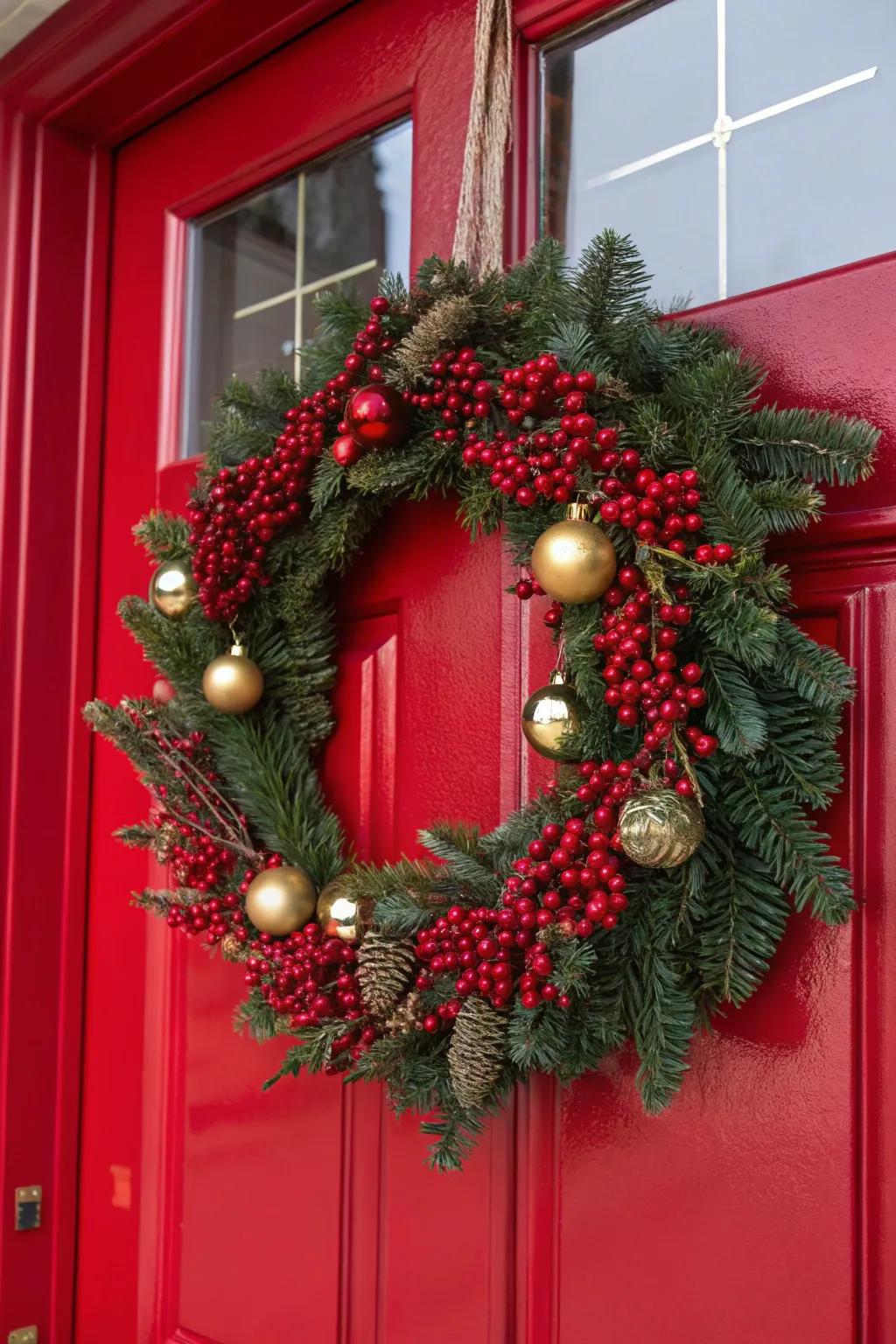 Vibrant and joyous with fruit and baubles.