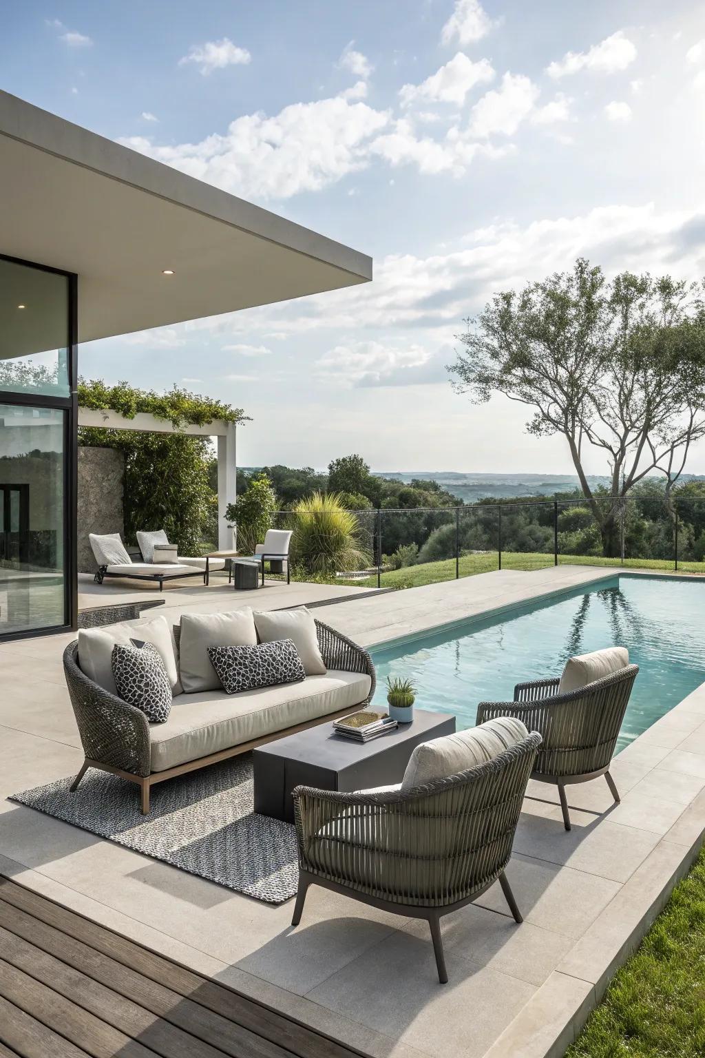 Expand your living space with a poolside rest area.