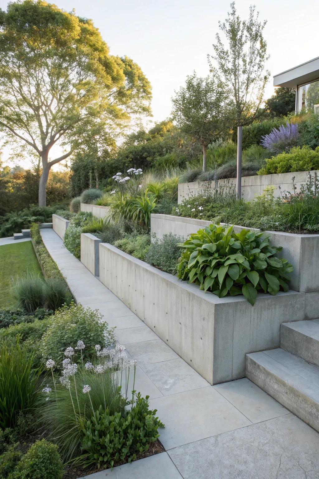 Poured concrete walls introduce a refined, contemporary touch.