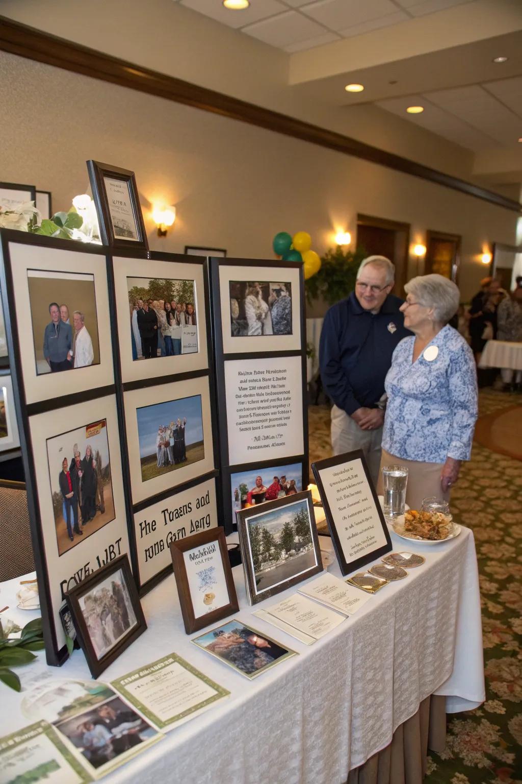 Photo exhibits celebrate the retiree's personal story and achievements.