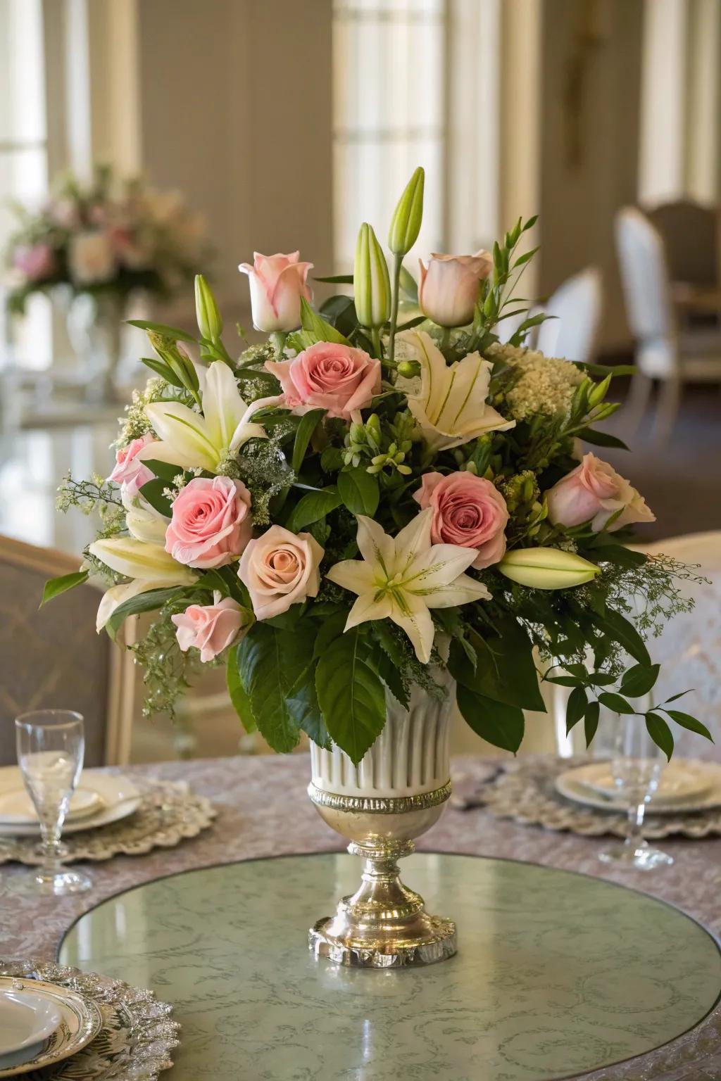 Flowers bring your romantic dining setting to life with their allure and aroma.