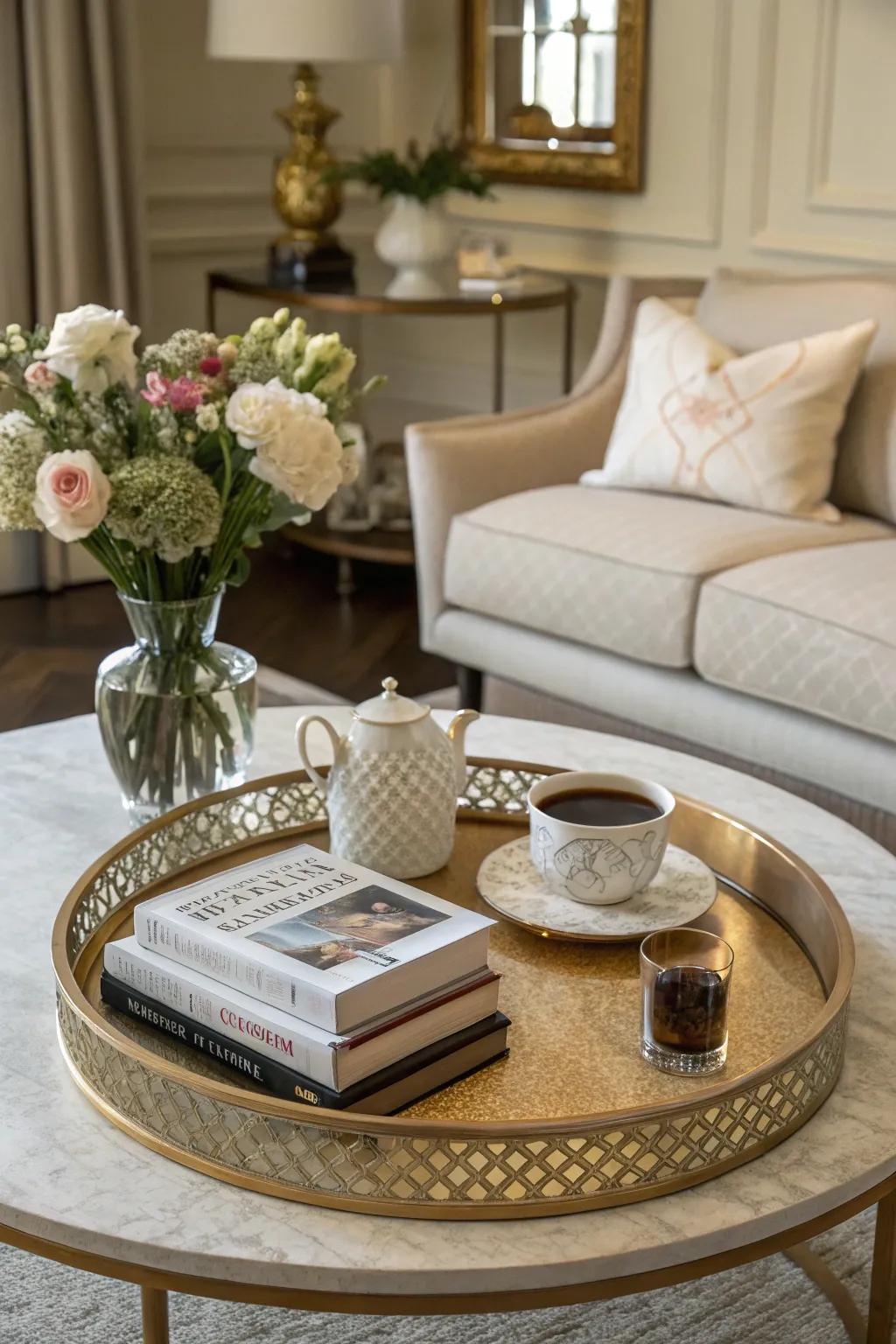 A tray keeps your table organized and stylish.