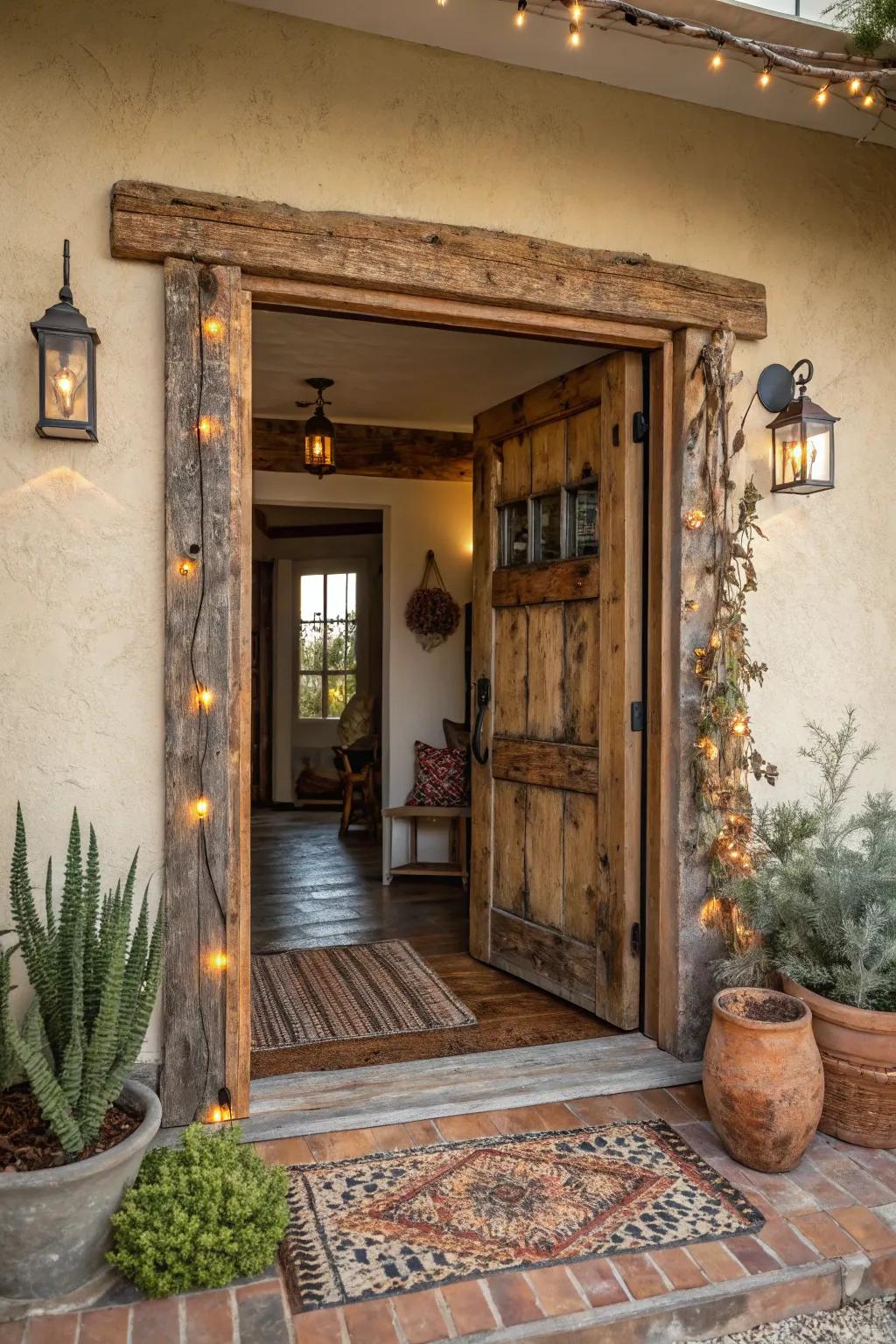 Bathing in earthy radiance, this passage crafts an alcove of warmth and welcome.