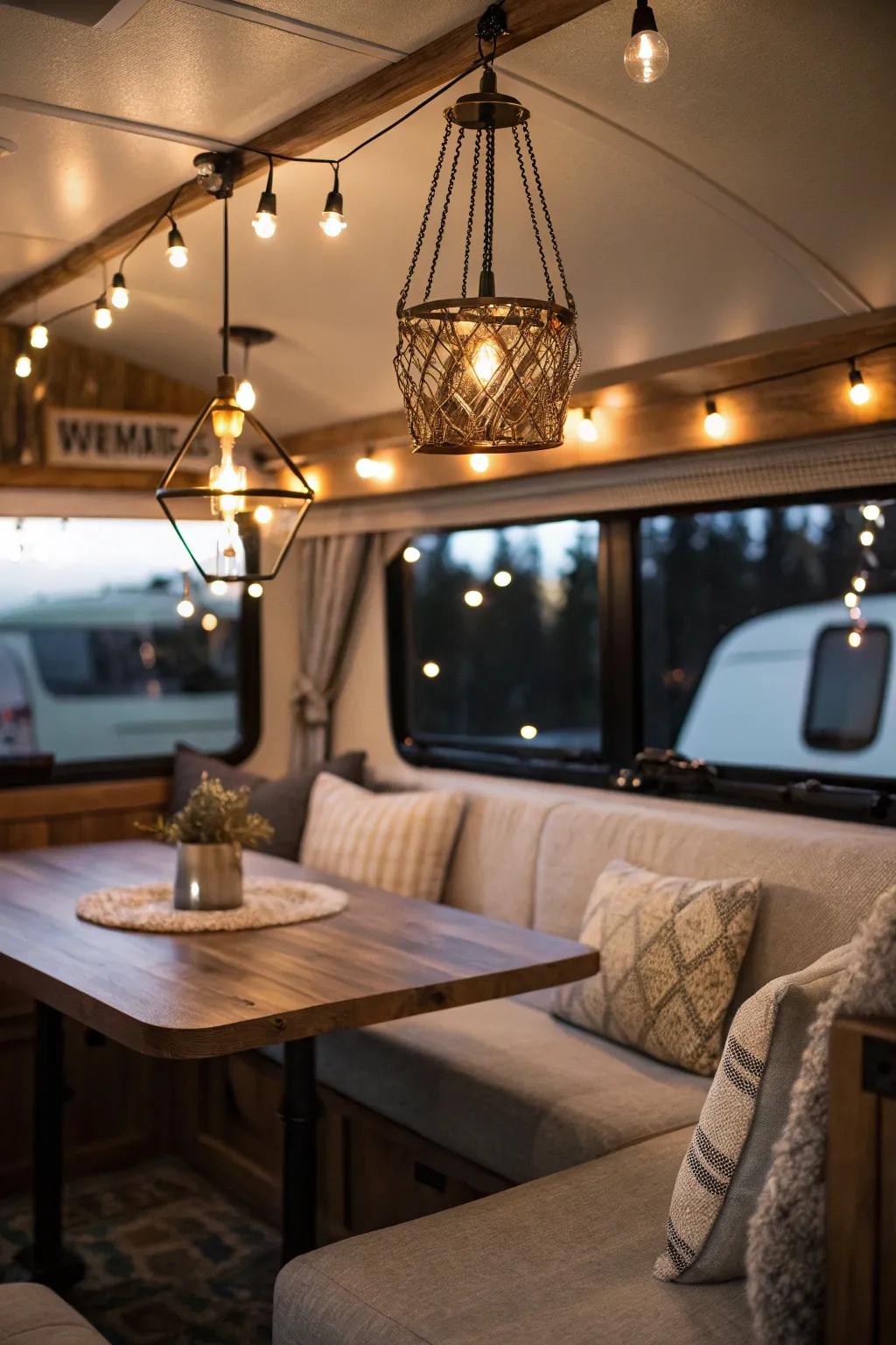 Snug lighting shapes the ideal ambiance for unwinding.