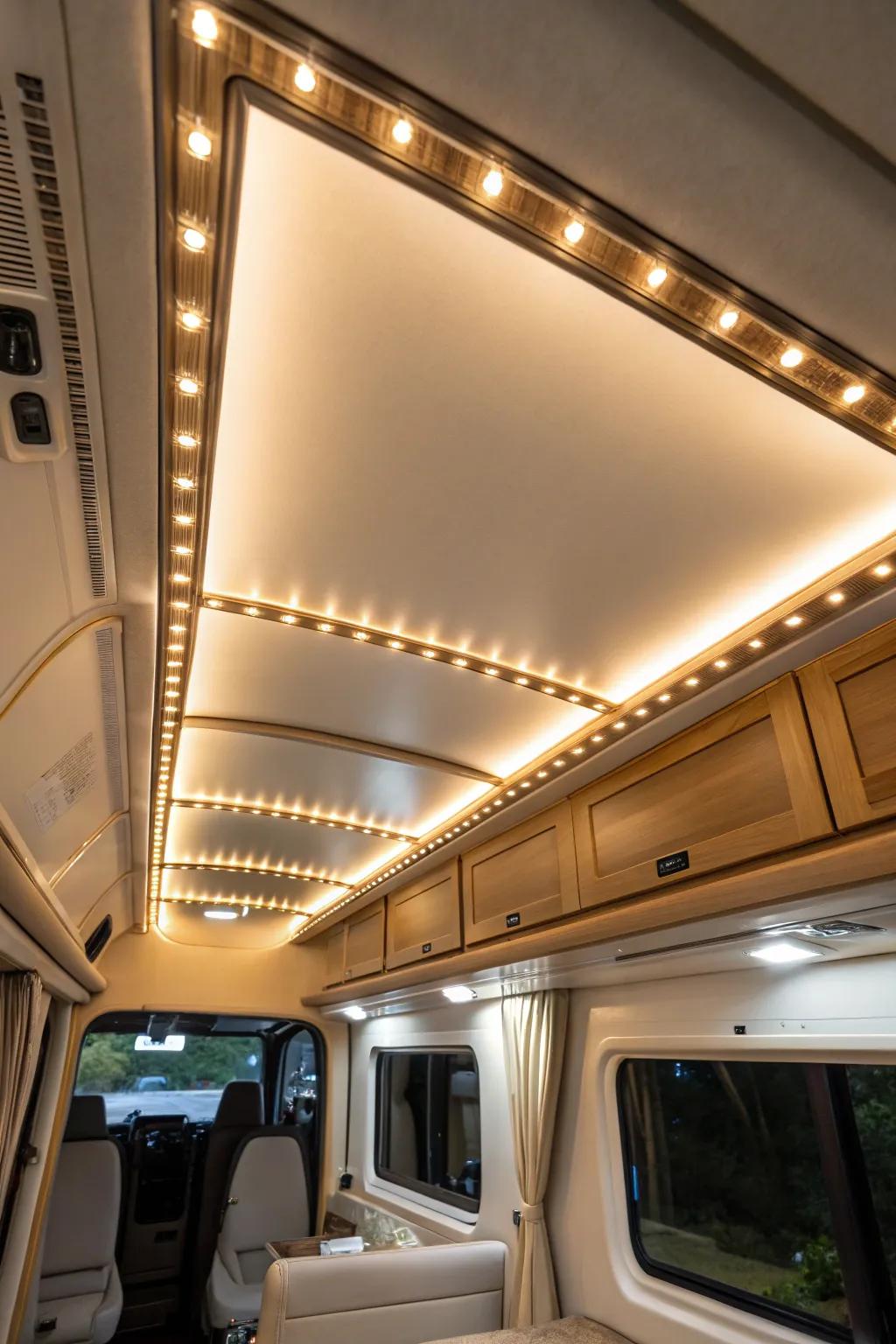 LED light strips can transform your RV into a cozy retreat.