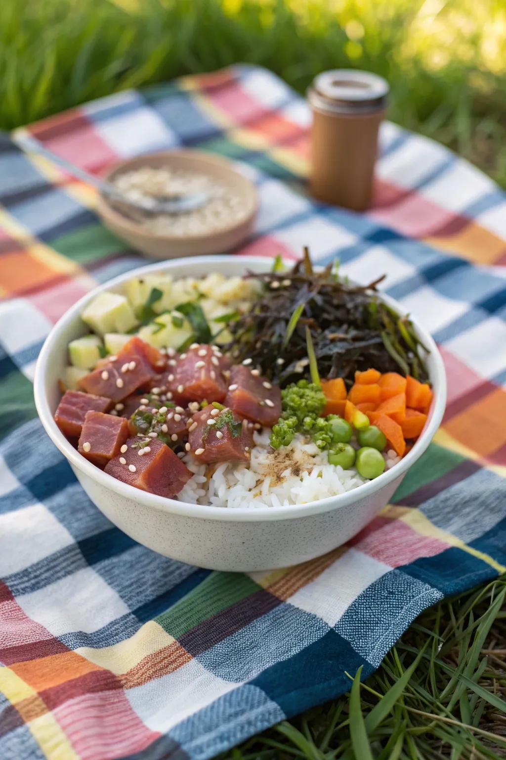 Azure grain bowls, a modern and delightful addition to any picnic.