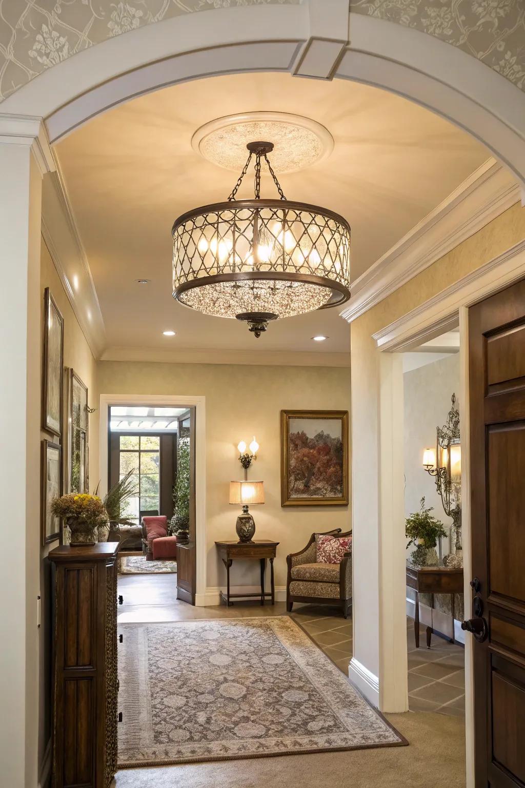 Create a welcoming entryway with a statement light.