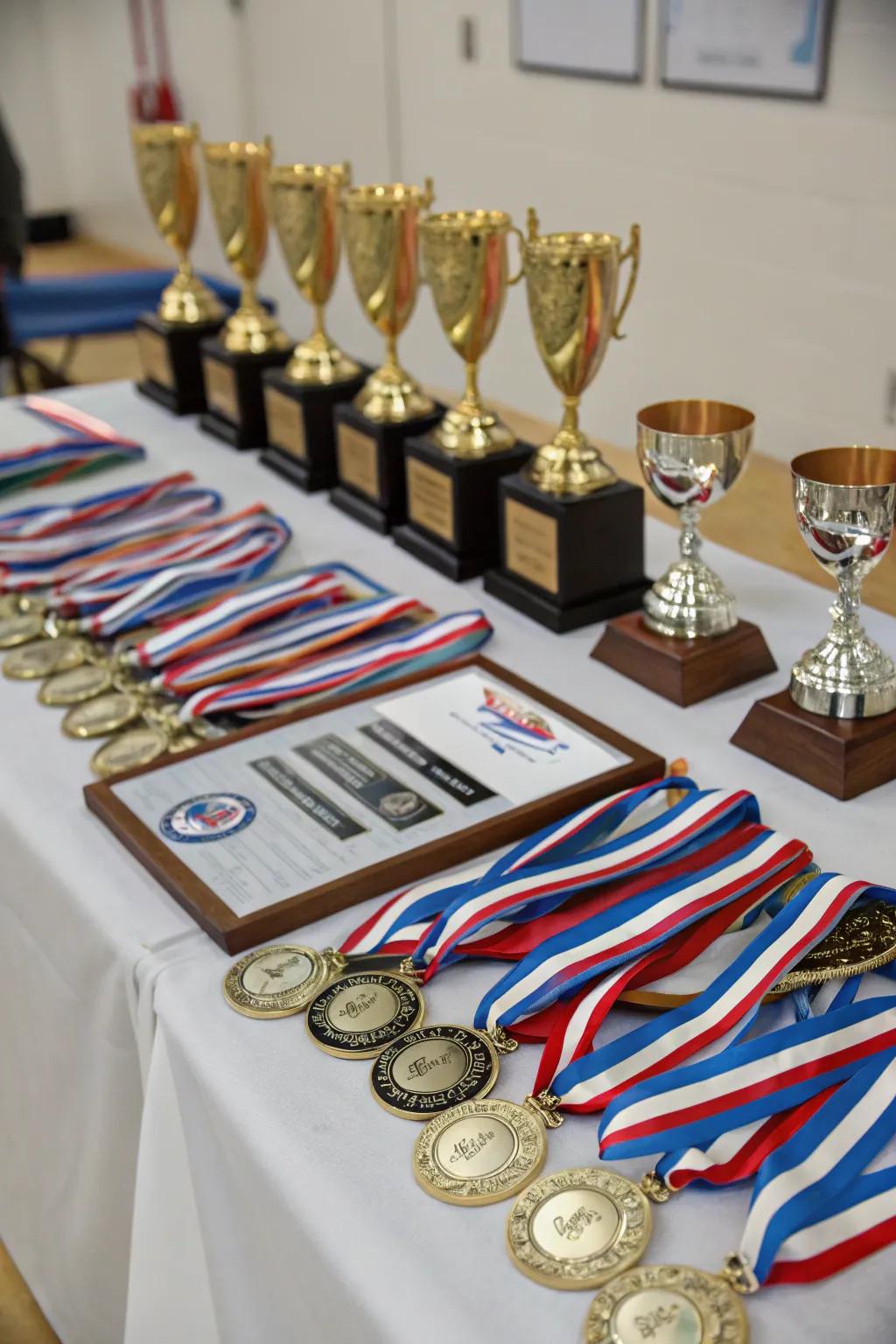 Medals and honors displayed with pride honor determination and skill.