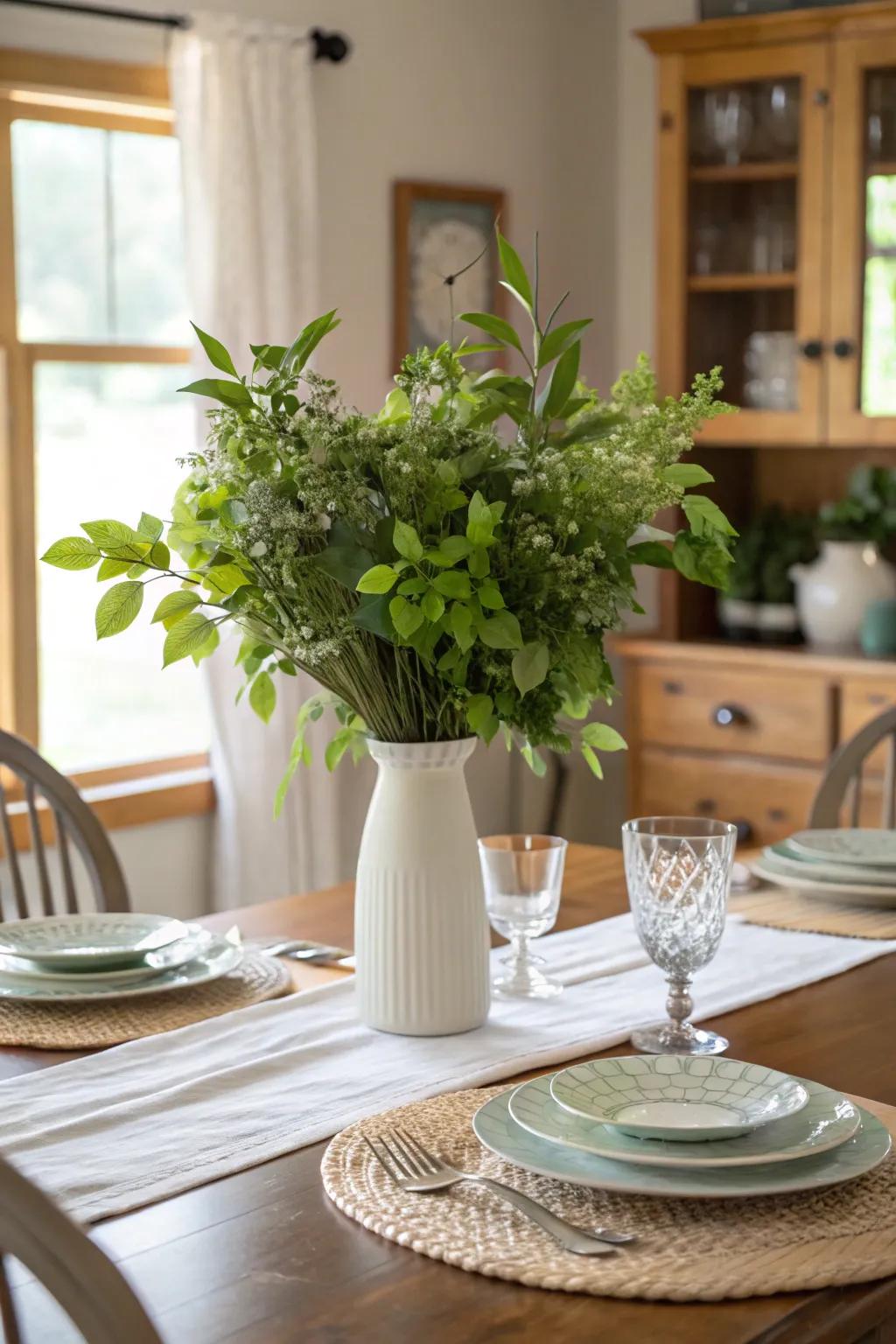 Greenery injects vibrancy and a natural essence.
