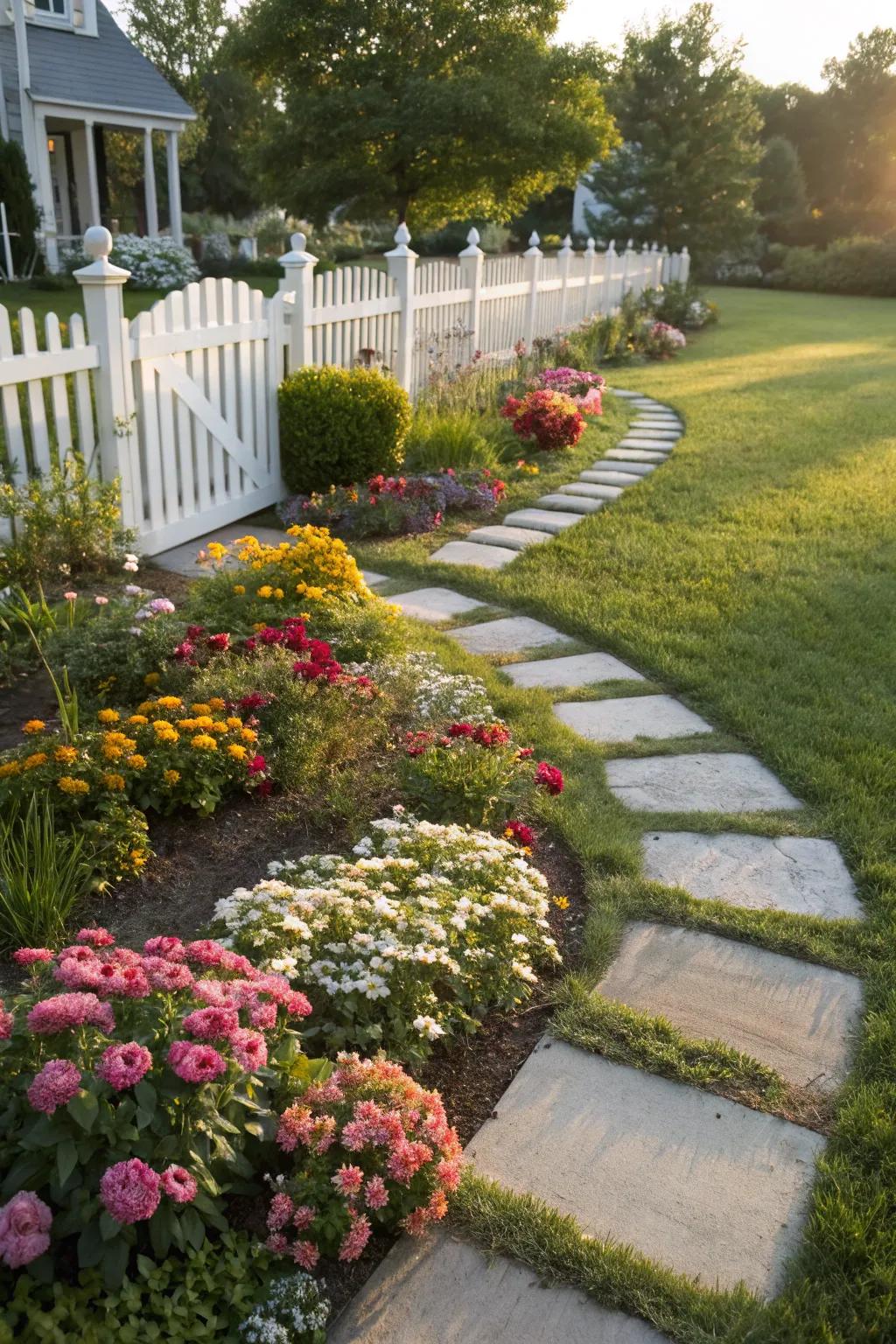 Pathways delineate spaces and infuse charm.