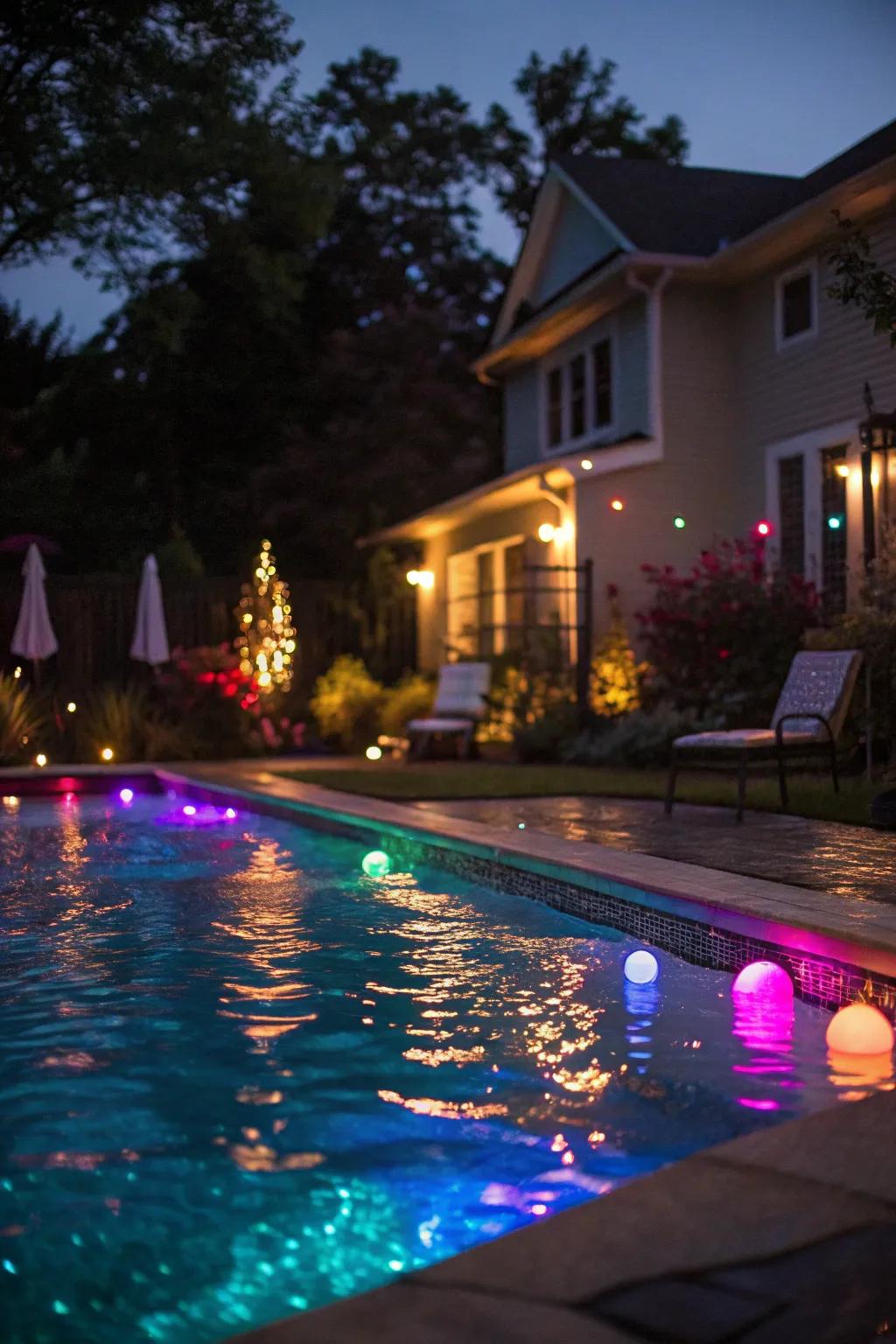Charming pool glow for captivating nights.