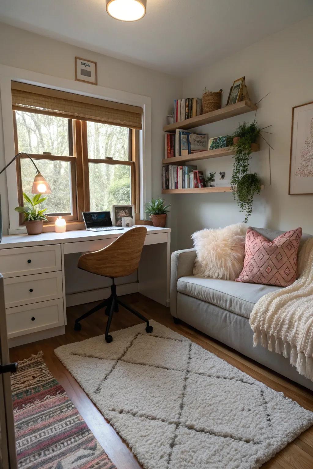 Comfortable textures make the space more welcoming.