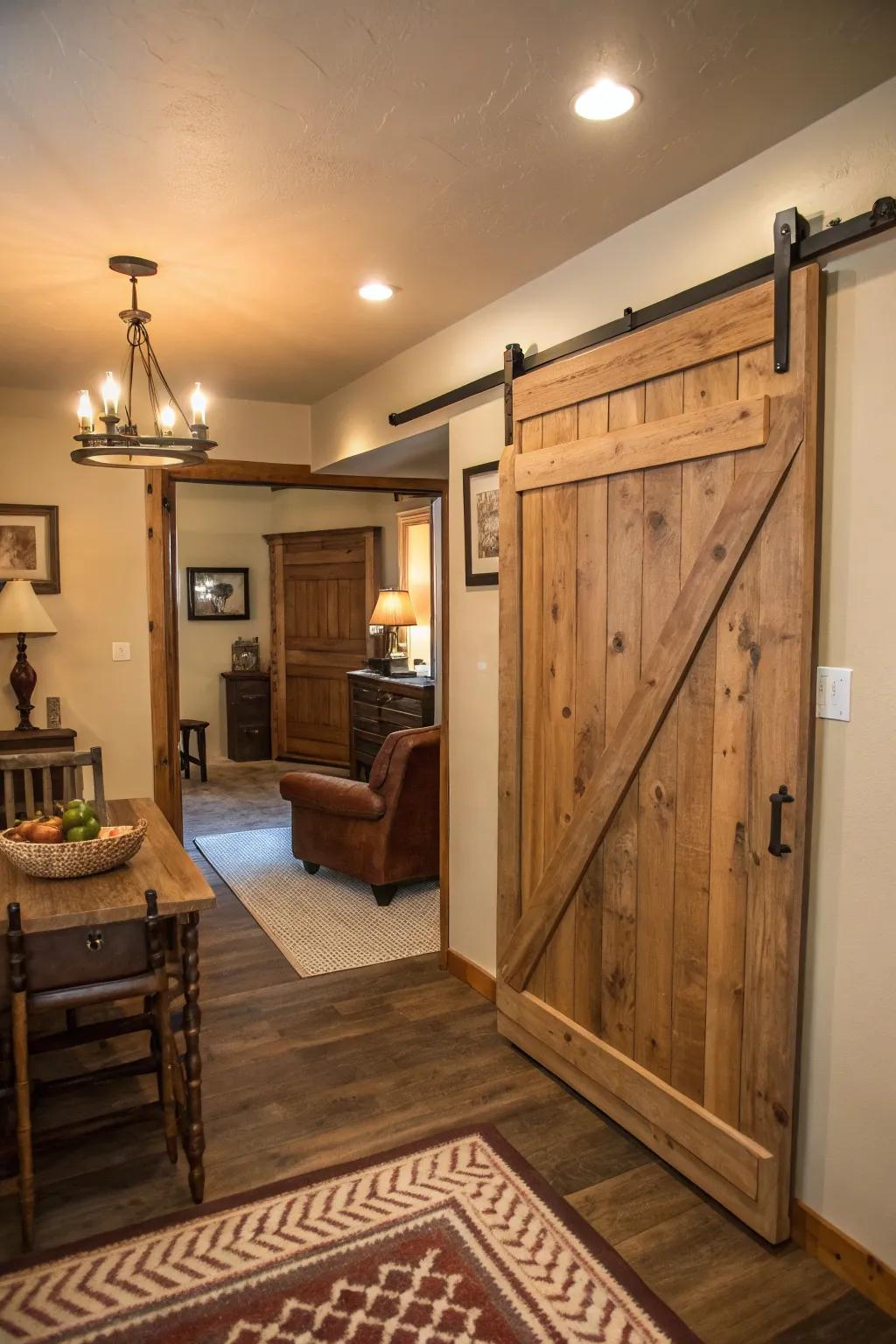 Sliding doors are stylish and save space.