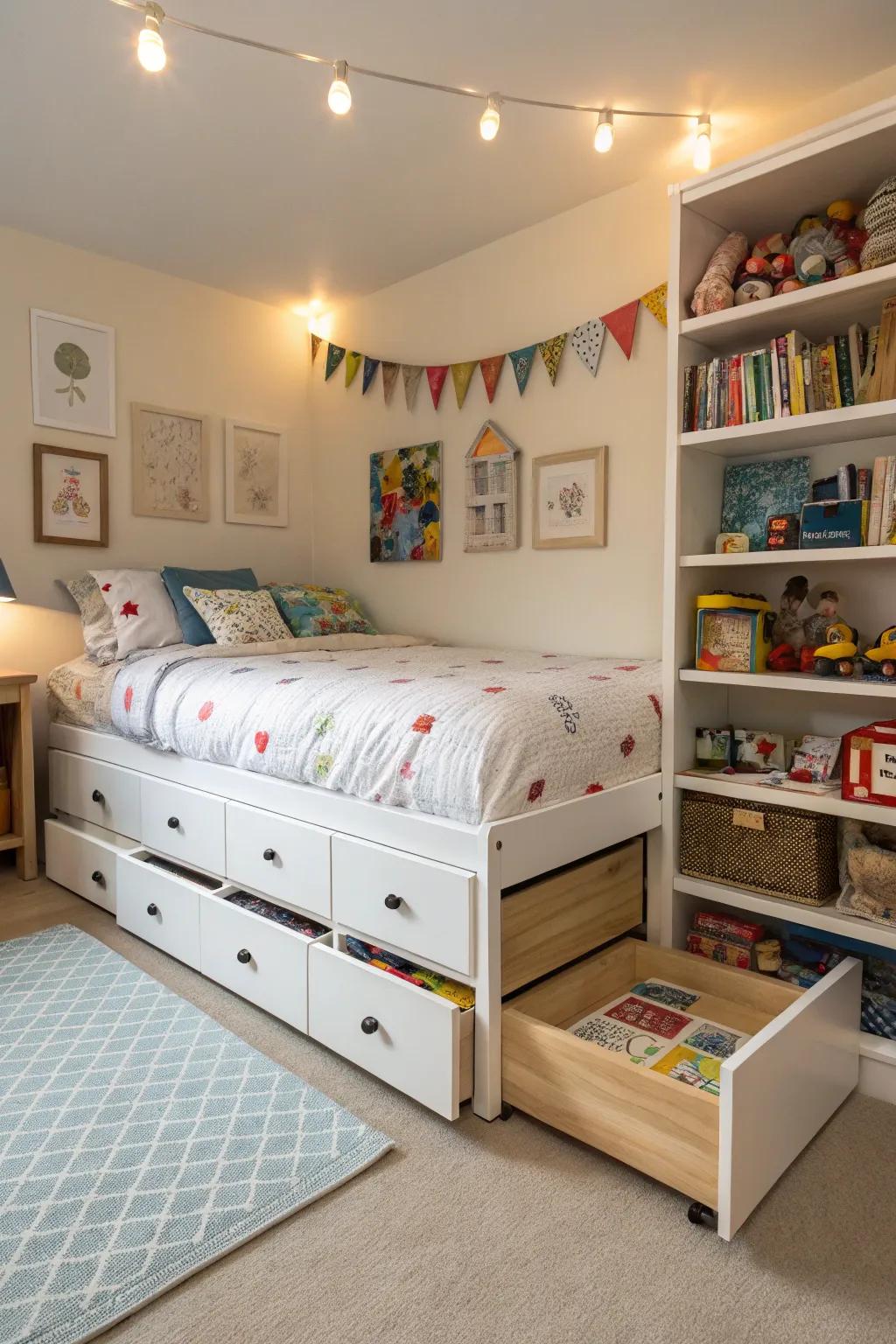 Sub-sleeper stowage aids in upholding chamber systematization and alleviating clutter.