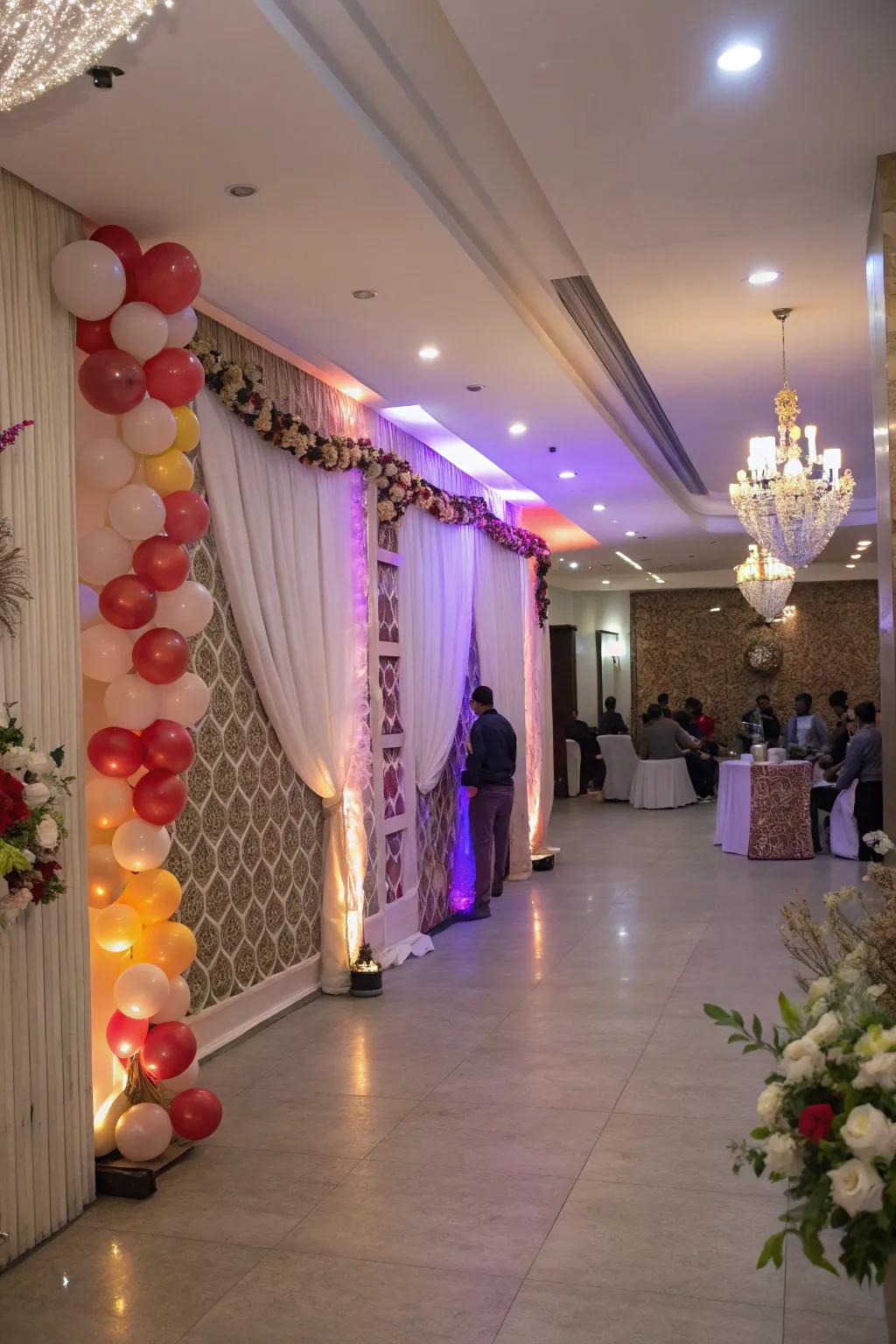 Artful backdrops and wall art improve the atmosphere.