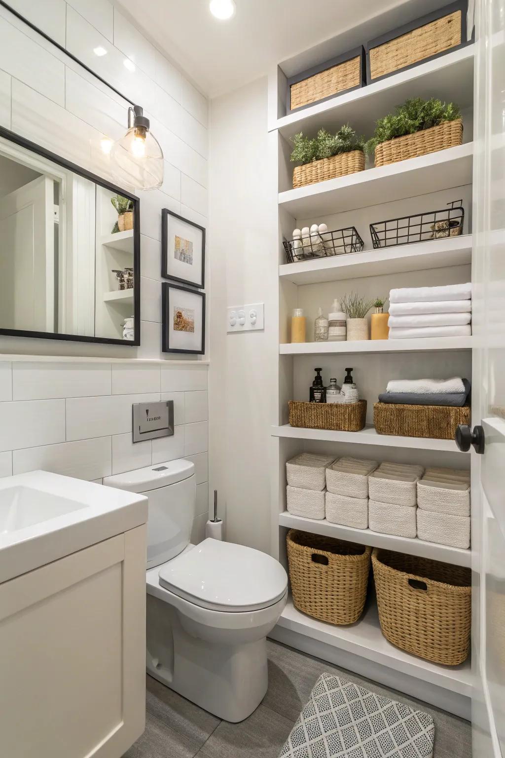 Functional storage keeps the space tidy and stylish.