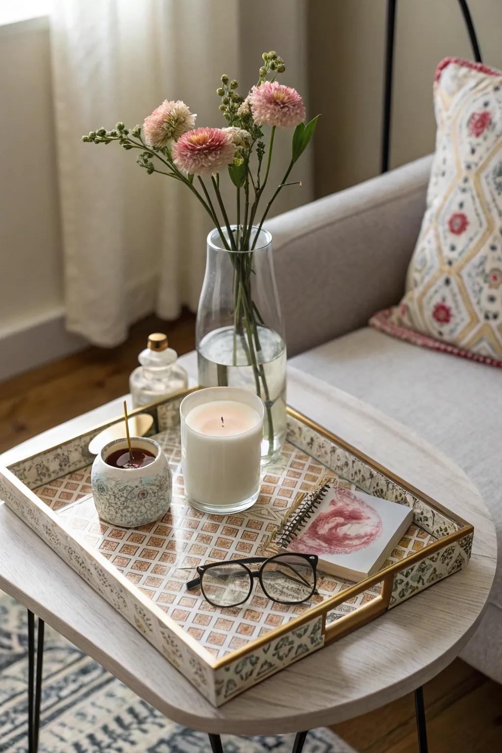 An artistic surface brings order and style to a table.