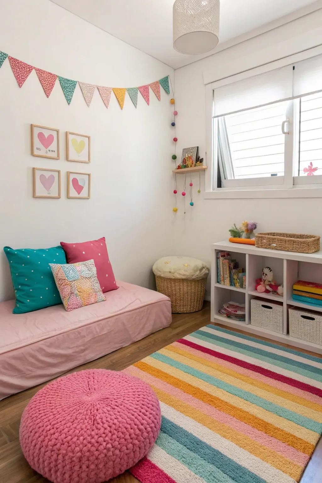Bright accents add energy and focal points.