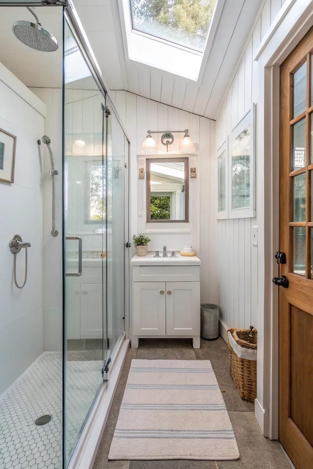 Glass entrances maintain a bright and spacious ambiance.