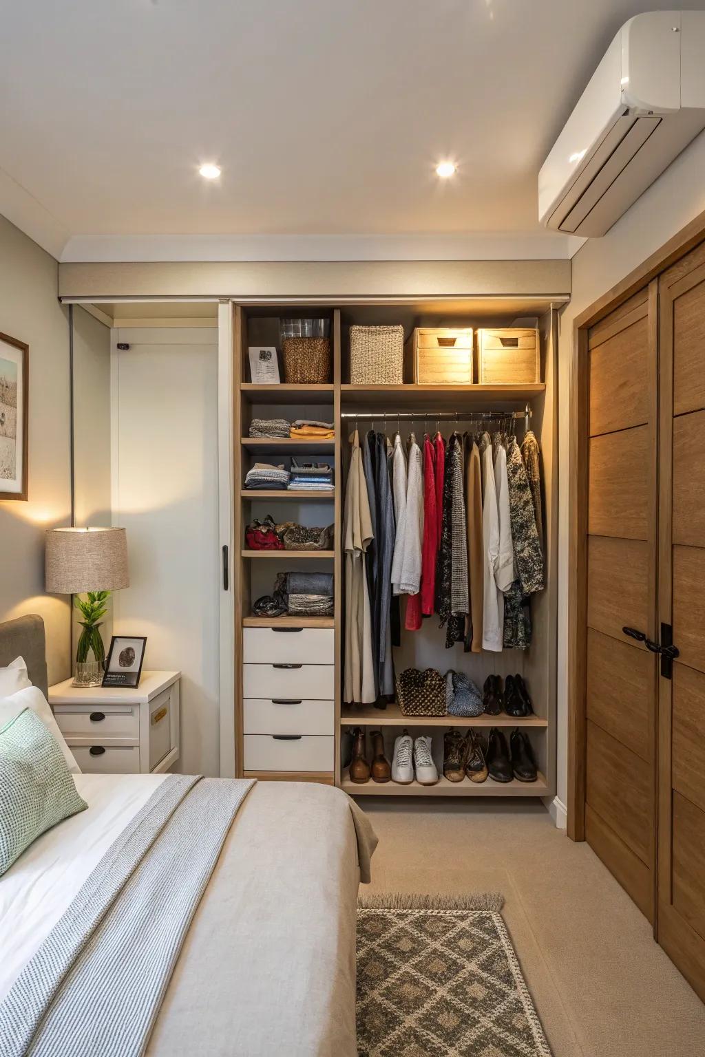 Open wardrobes offer space-saving and easy access to your wardrobe.