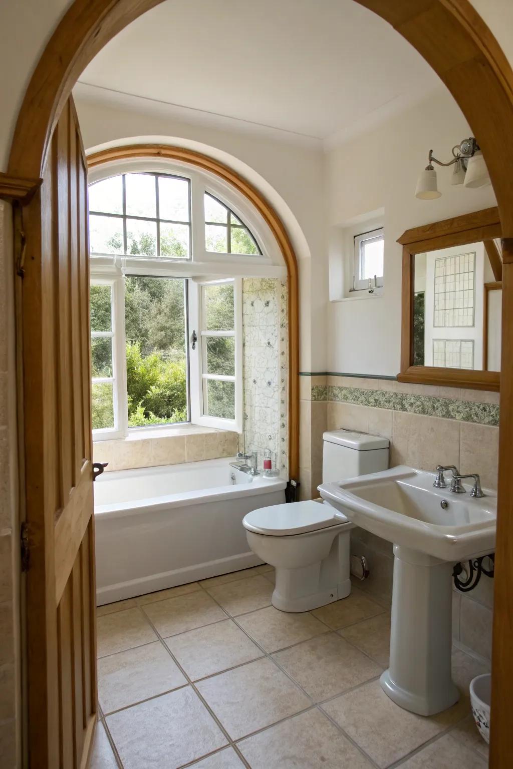 Arched doorways and windows add classic Mediterranean architecture.