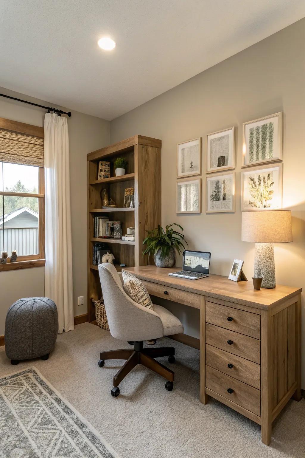 Soft shades create a calming and versatile space.