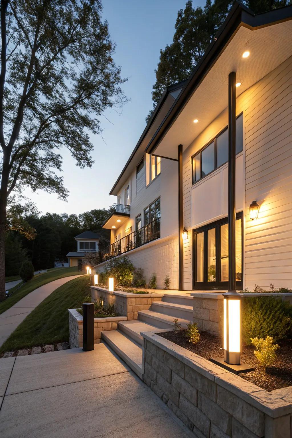 Illumination fixtures can emphasize your home's features.