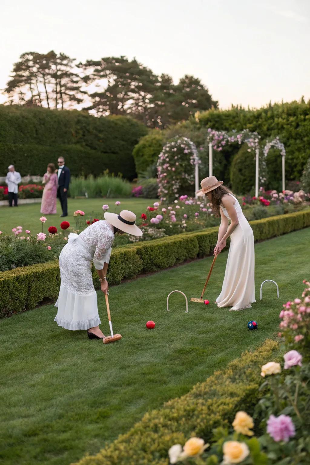 Include a playful element using traditional outdoor games.